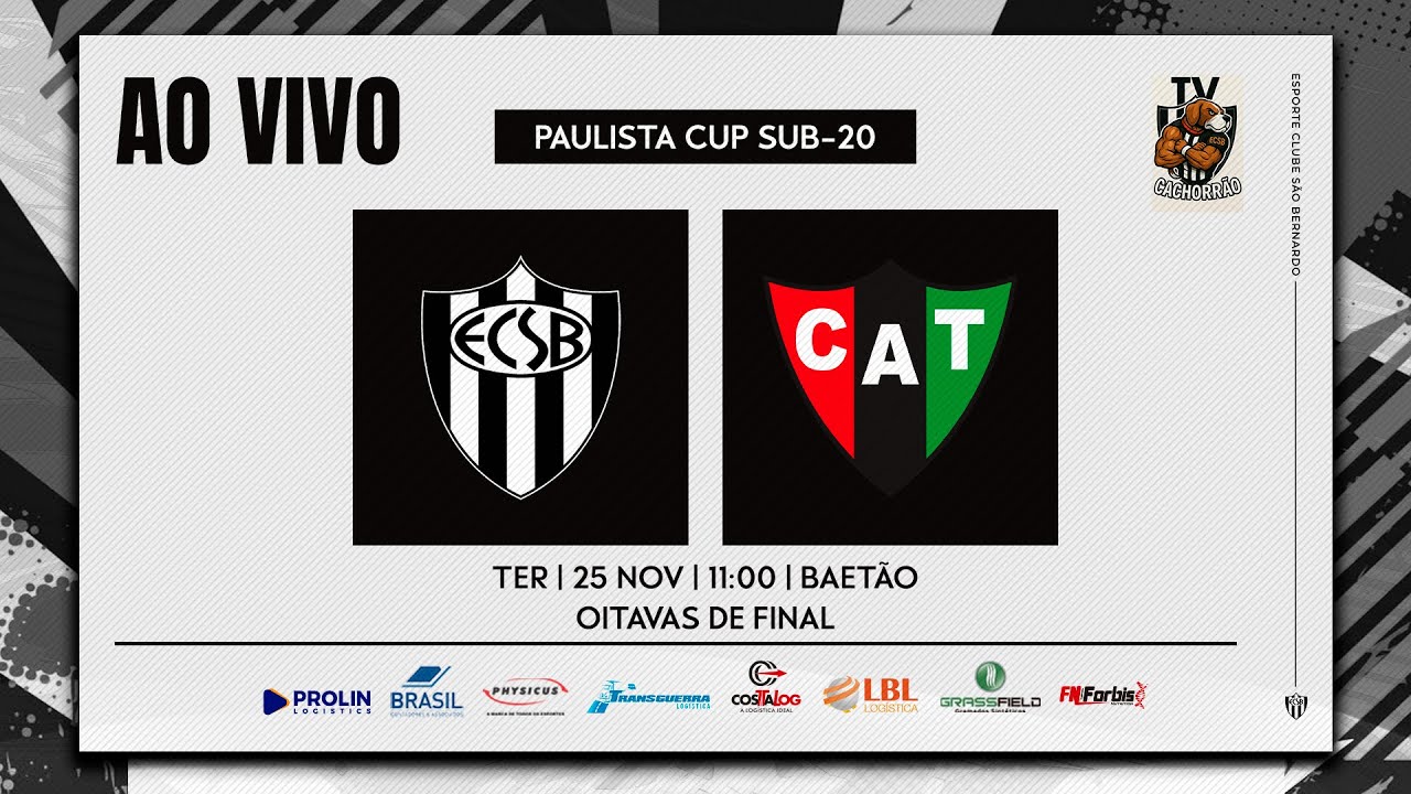 AO VIVO - EC SÃO BERNARDO x TAQUARITINGA | PAULISTA CUP SUB-20 | OITAVAS DE FINAL
