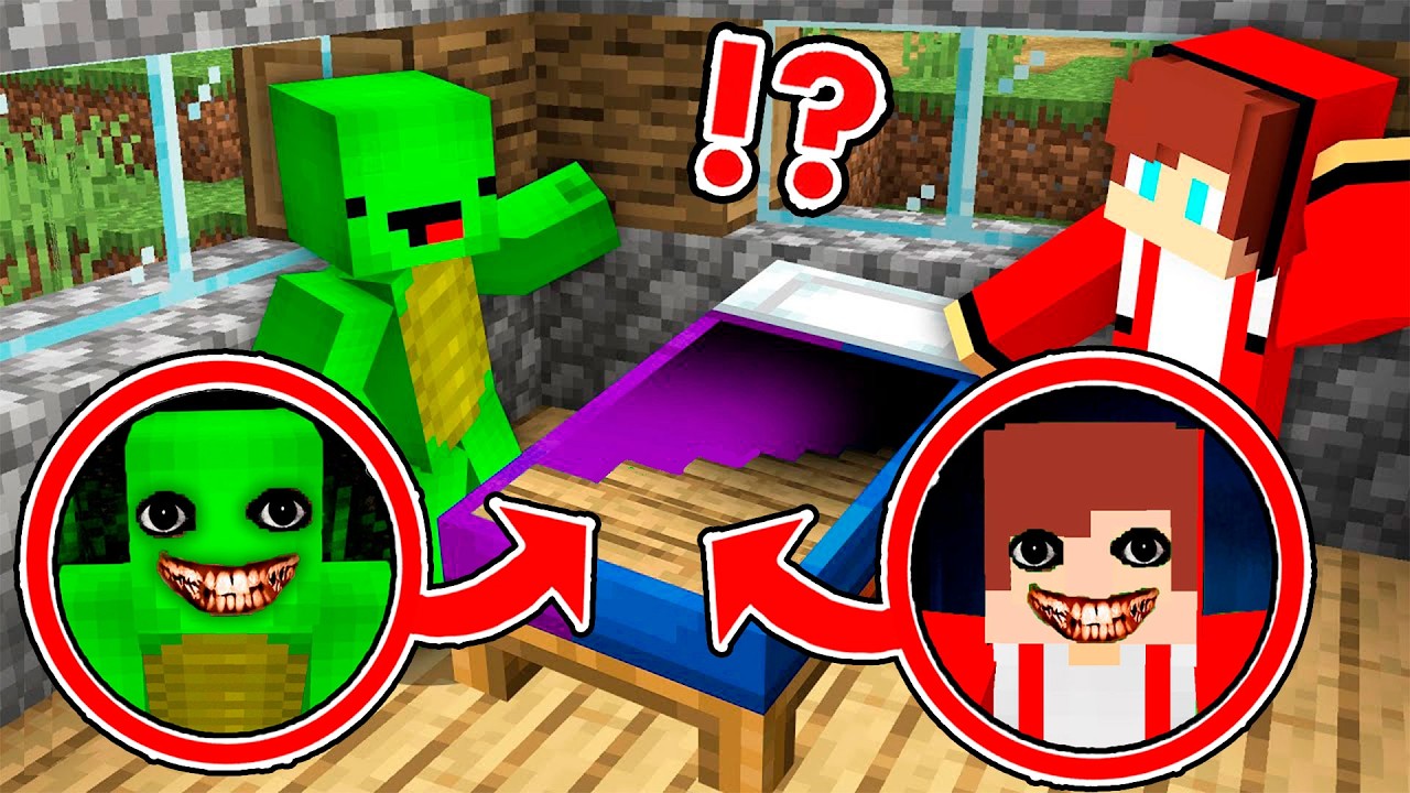 JJ and Mikey Found FAKE JJ AND MIKEY Inside Longest Bed Stairs in Minecraft ?!