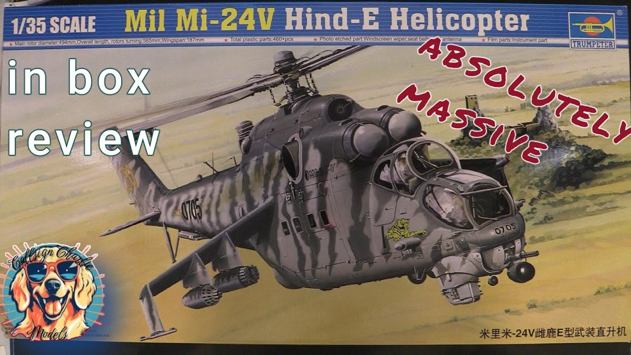 Trumpeter 1/35 MIL Mi-24V Hind-E Helicopter in box review