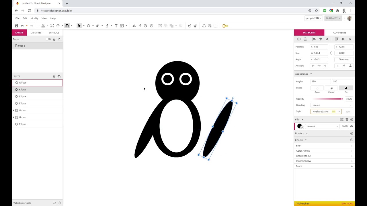 How to draw vector graphics: Penguins using Gravit.io. KS3