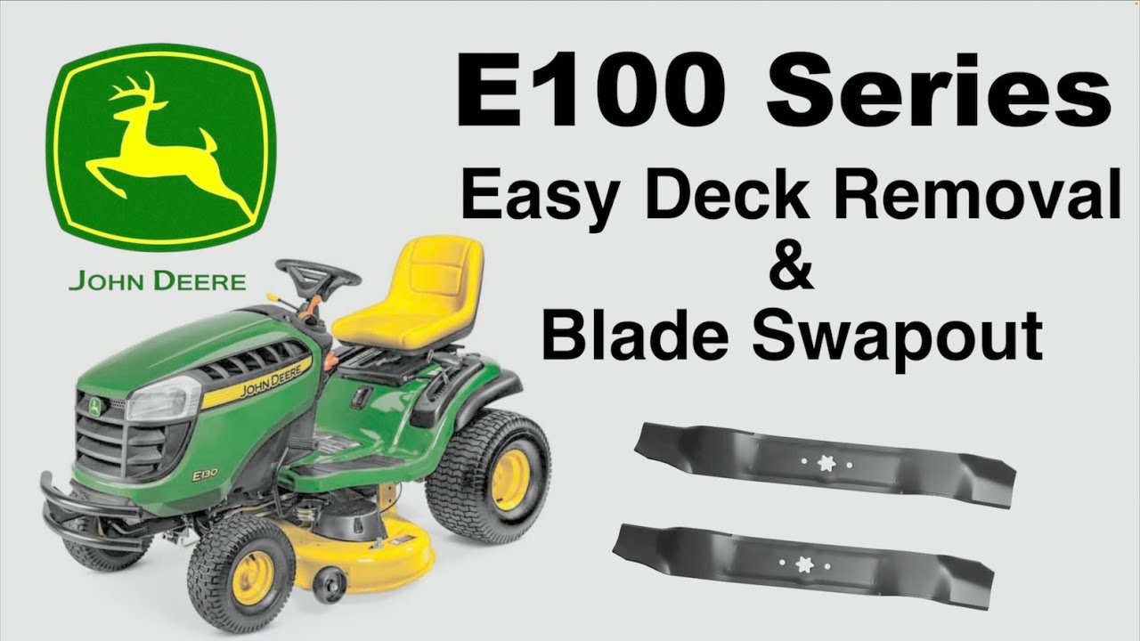 John Deere E100 Series Riding Mower Deck Removal and Blade Swapout