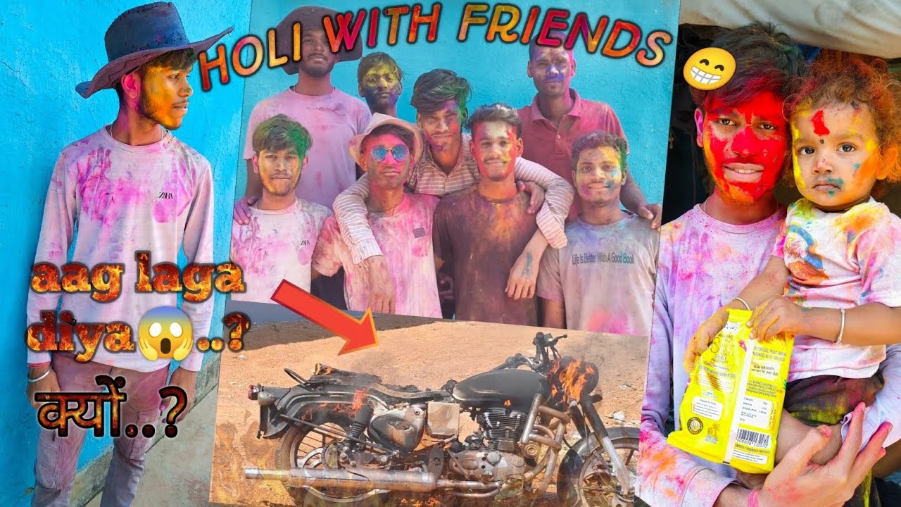 गांव की होली 🫟 + ( देव पूजा ) || bullet me kisne aag lagai 😱🤬