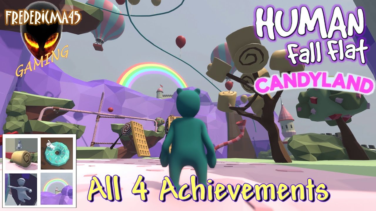 Human Fall Flat CANDYLAND Level - Full Walkthrough + All 4 Achievements / Trophies | Free Level