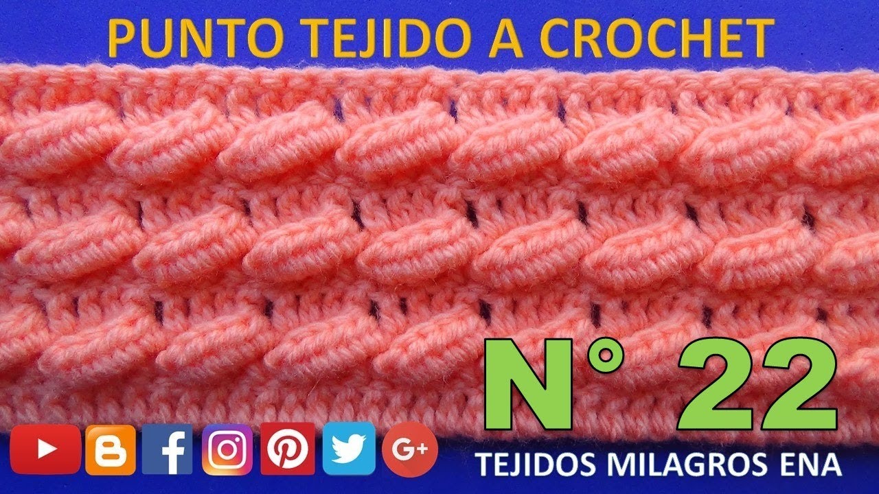 Punto N° 22 tejido a crochet: Punto OLITAS para suéteres, gorros y bufandas paso a paso