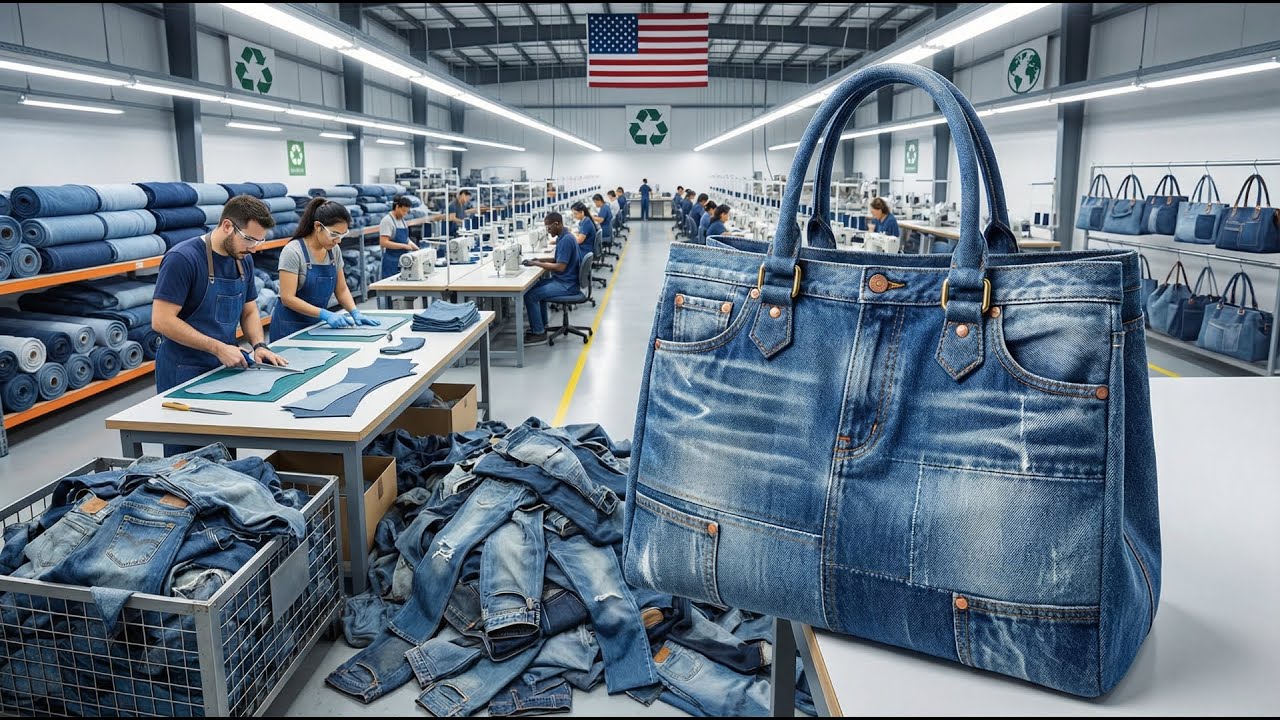 Inside the AMERICAN LARGEST Upcycled Denim Factory: From Old Jeans to Luxury Handbags