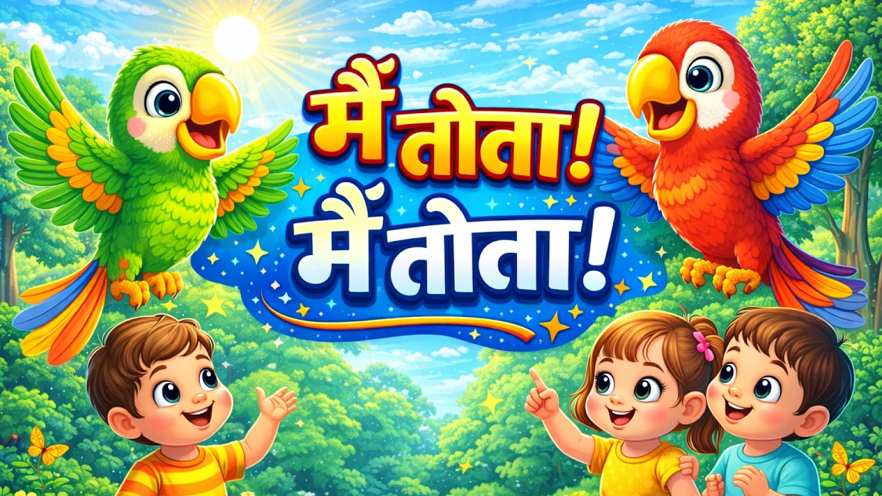 मैं तोता मैं तोता   Main Tota Main Tota   #kidspoemhindi #hindinurseryrhymes ##KidsAnimation3D
