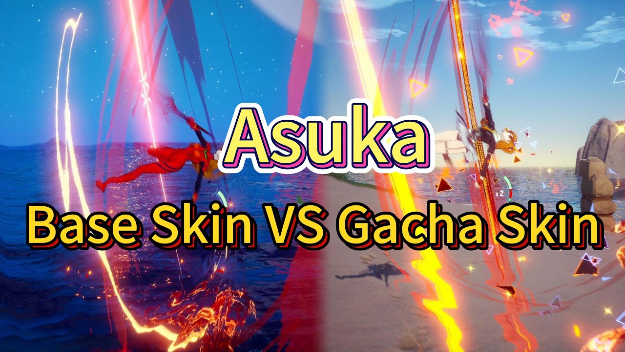Asuka Base Skin VS Gachapon Skin.  Tower of Fantasy x Evangelion CN 3.7