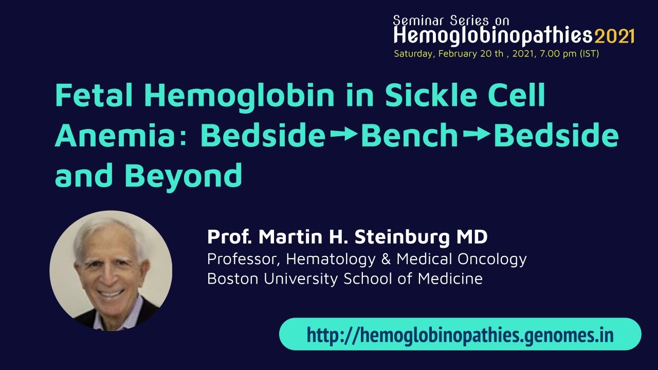 Fetal Hemoglobin in Sickle Cell Anemia: Bedside➙Bench➙Bedside and Beyond - Prof. Martin H.Steinburg