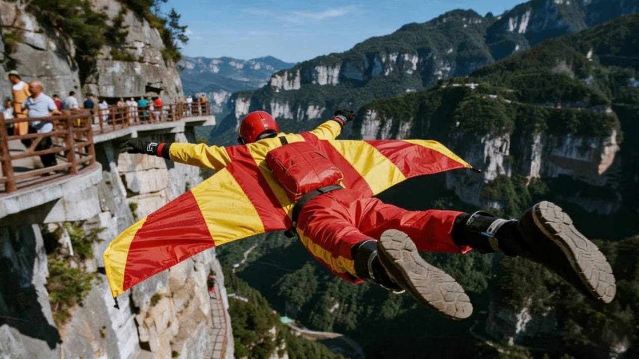 Skydiving with wingsuit for daily training #Zhang Shupeng Skydive with Wingsuit