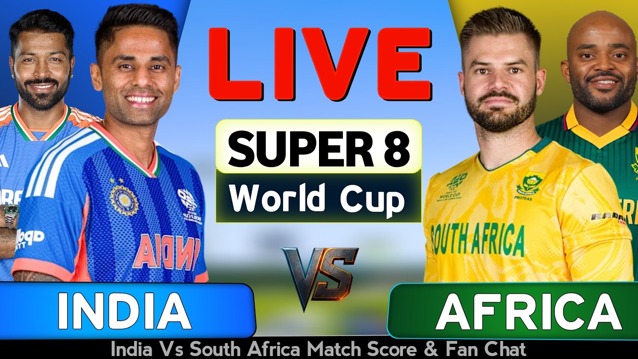 🔴India Vs South Africa World Cup Super Eight Match | IND vs SA Match Score & Fan Commentary