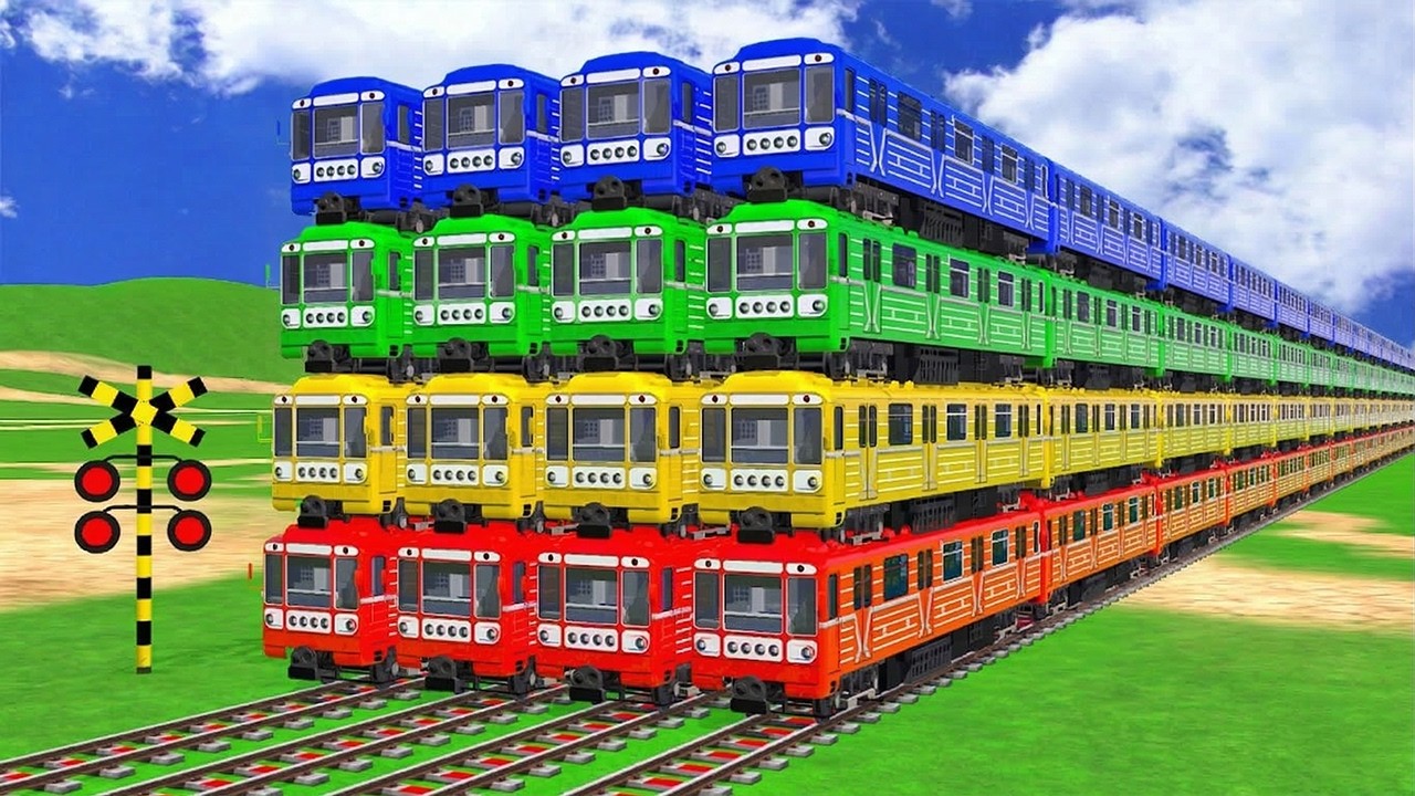 Long Slide Game With Cow Elephant Gorilla Hippopotamus Tiger 3d Animal Game Funny 3d Fumikiri Train