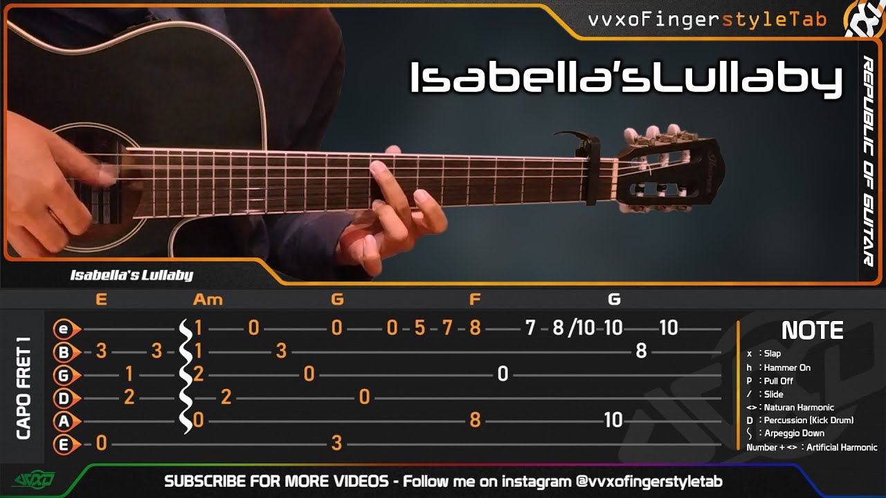 The Promised Neverland OST - Isabella&rsquo;s Lullaby - Fingerstyle Guitar Cover  TABS Tutorial