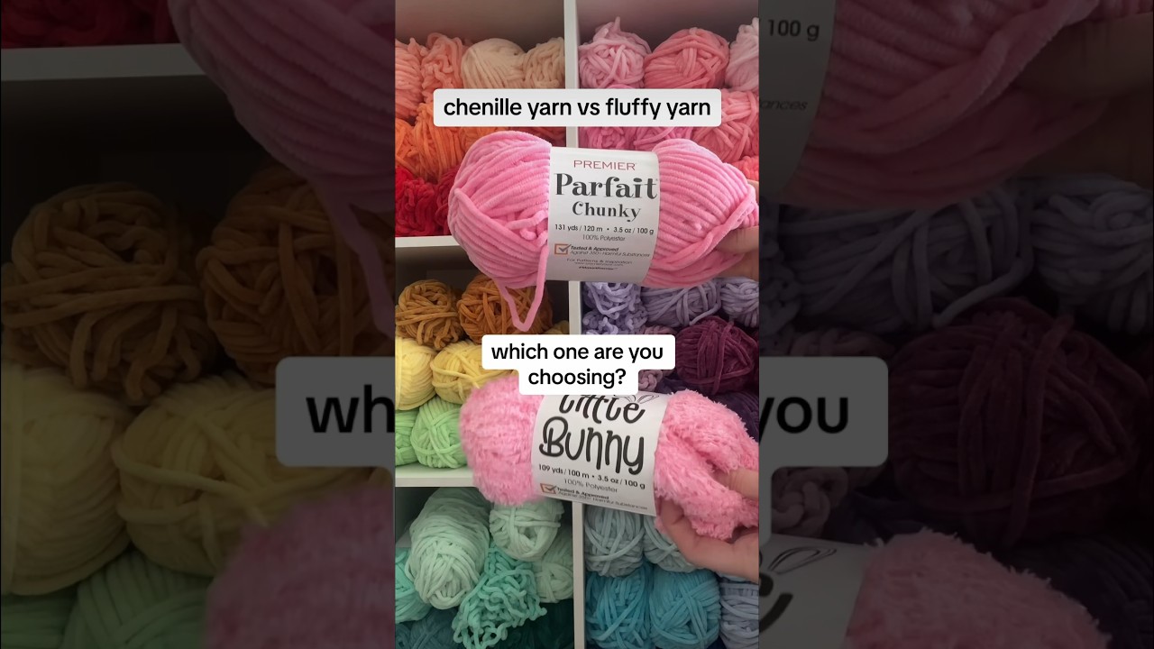 chenille yarn vs fluffy yarn ☁️ which one are you choosing? #crochet #amigurumi