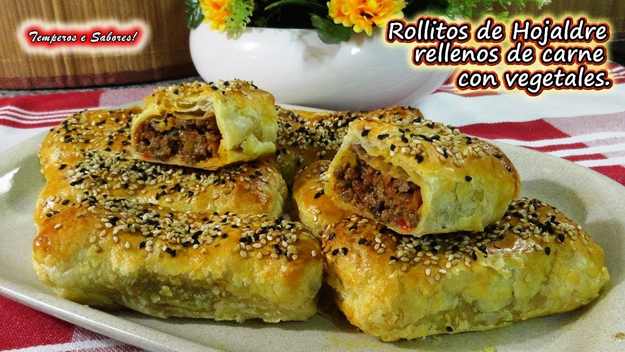 ROLLITOS DE HOJALDRE RELLENOS DE CARNE CON VEGETALES  muy deliciosos y fáciles