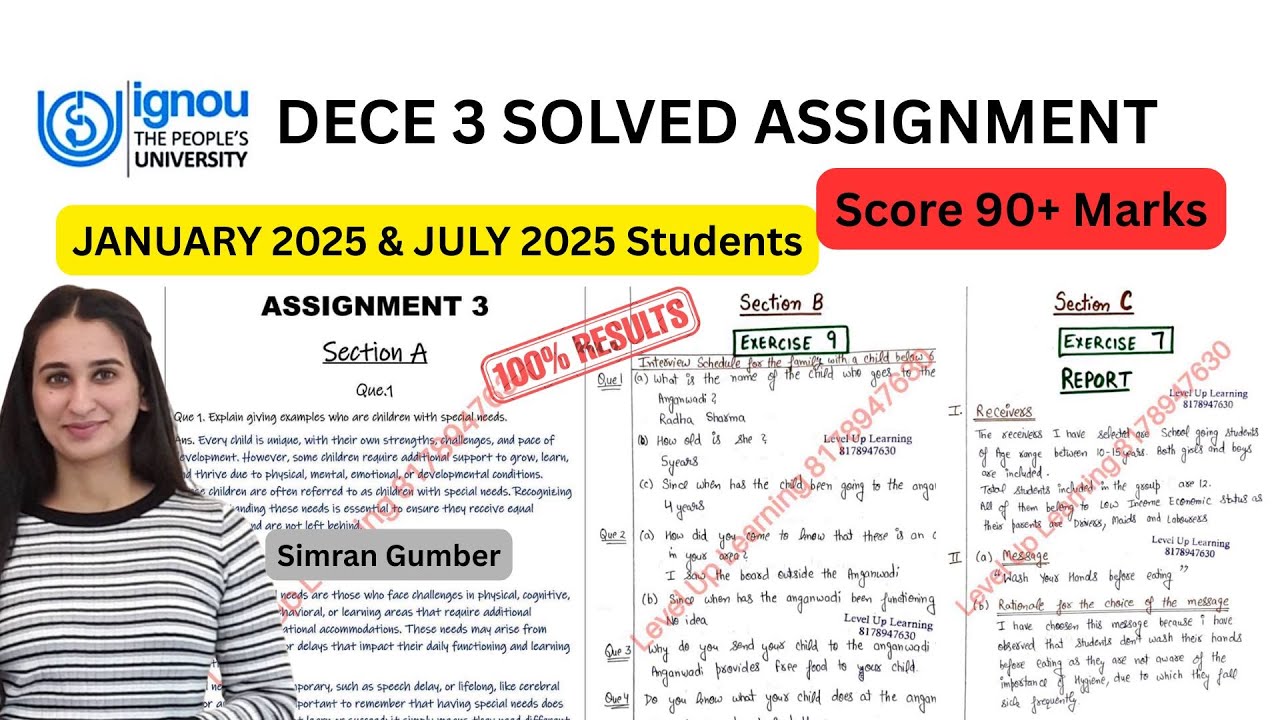 DECE 3 Solved Assignment Jan & July 2025 IGNOU Simran Gumber