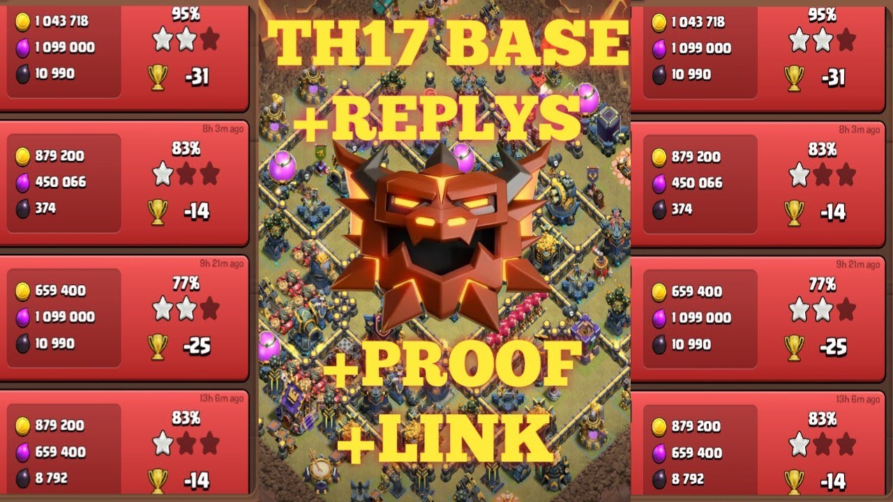 BEST TH17 LEGEND BASE LINK AT+6000 TROPHIES reply proof in 2025 !TH17 WAR BASE Layouts clash of clan