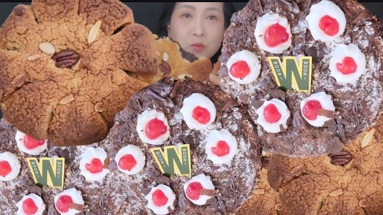 초코케이크, 모카팥빵, 우리베이커리 청주 케이크 맛집, , ASMR DESSERT MUKBANG, Chocolate cake dessert eating show