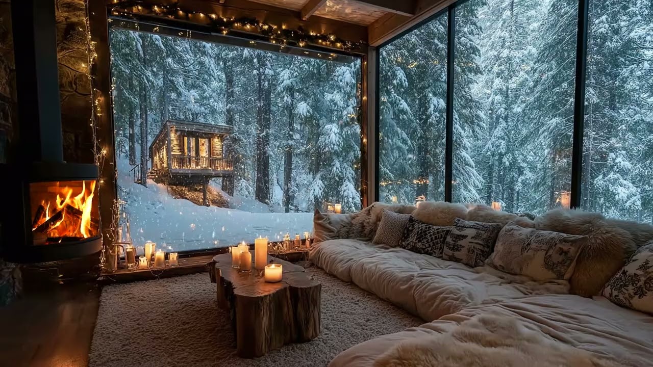 Candle Glow Piano Melodies ❄️ Soft Snowfall Lounge Sounds for Calm Study and Inner Balance