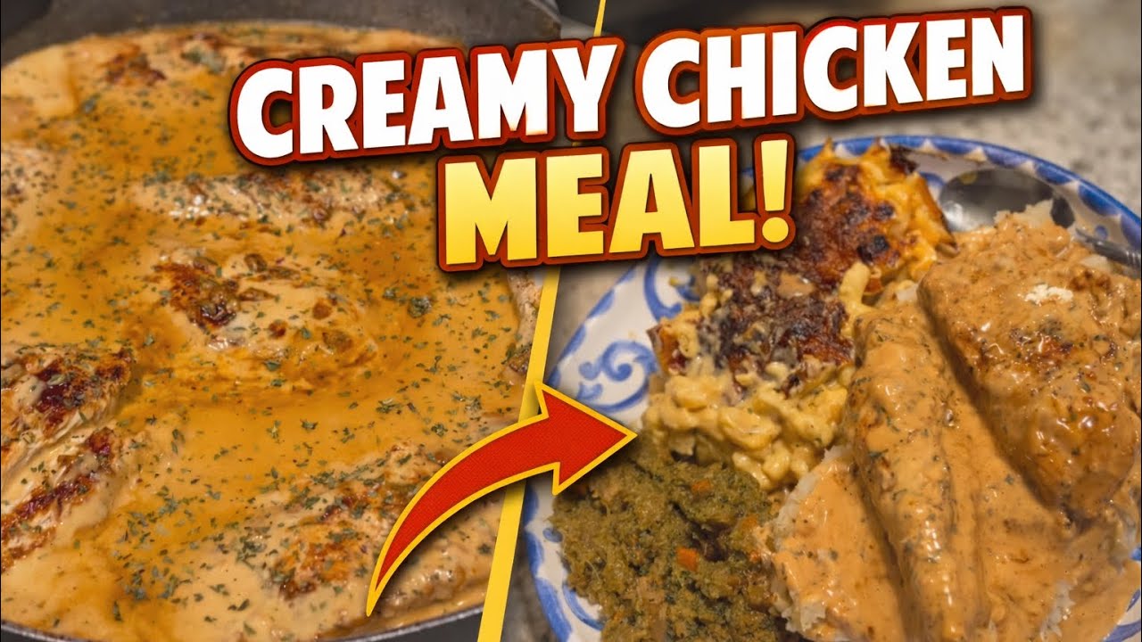 Creamy Garlic Chicken🧄 (TikTok recipe with a twist) And homemade Mashed potato’s 🍗🥘