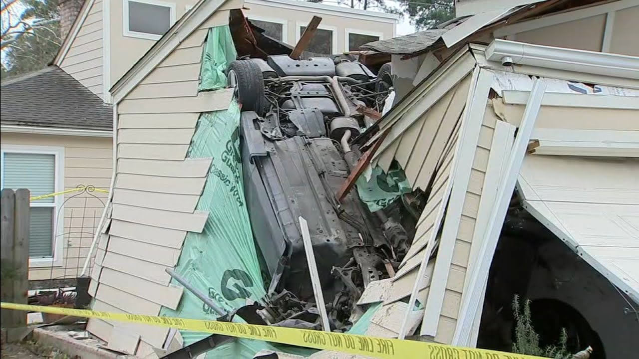 Car crashes into Cypress home after losing control, lands upside down