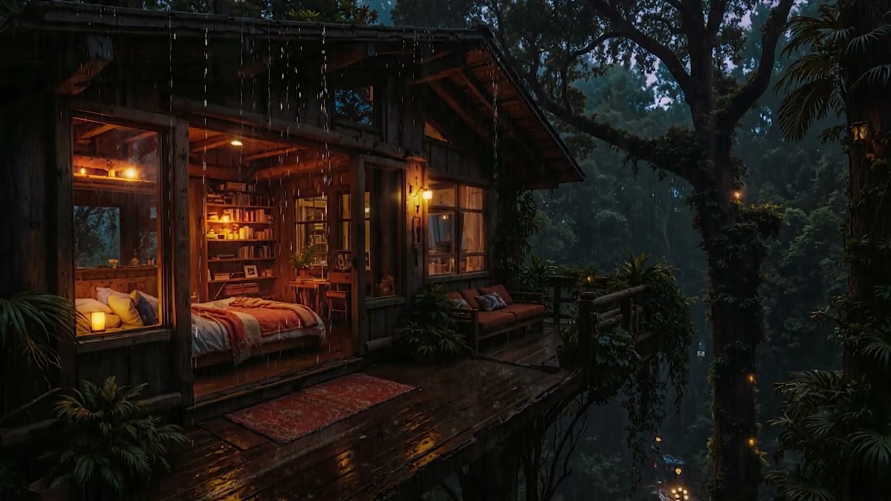Gentle Rain Drifting Over a Cozy Forest Cabin 🌧 | Peaceful Rain Sounds for Deep Sleep