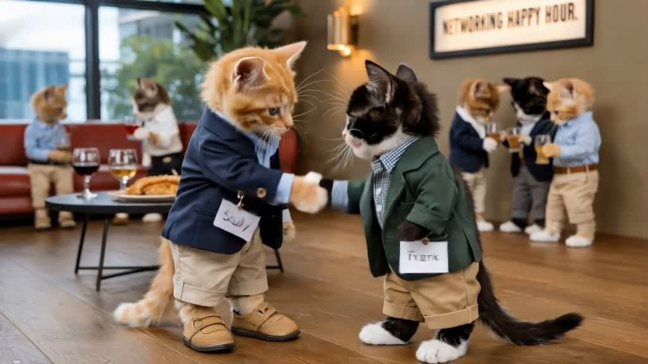 Orange Cat Scully's First Business Conference! 🐱💼Funny Cats Doing Human Things