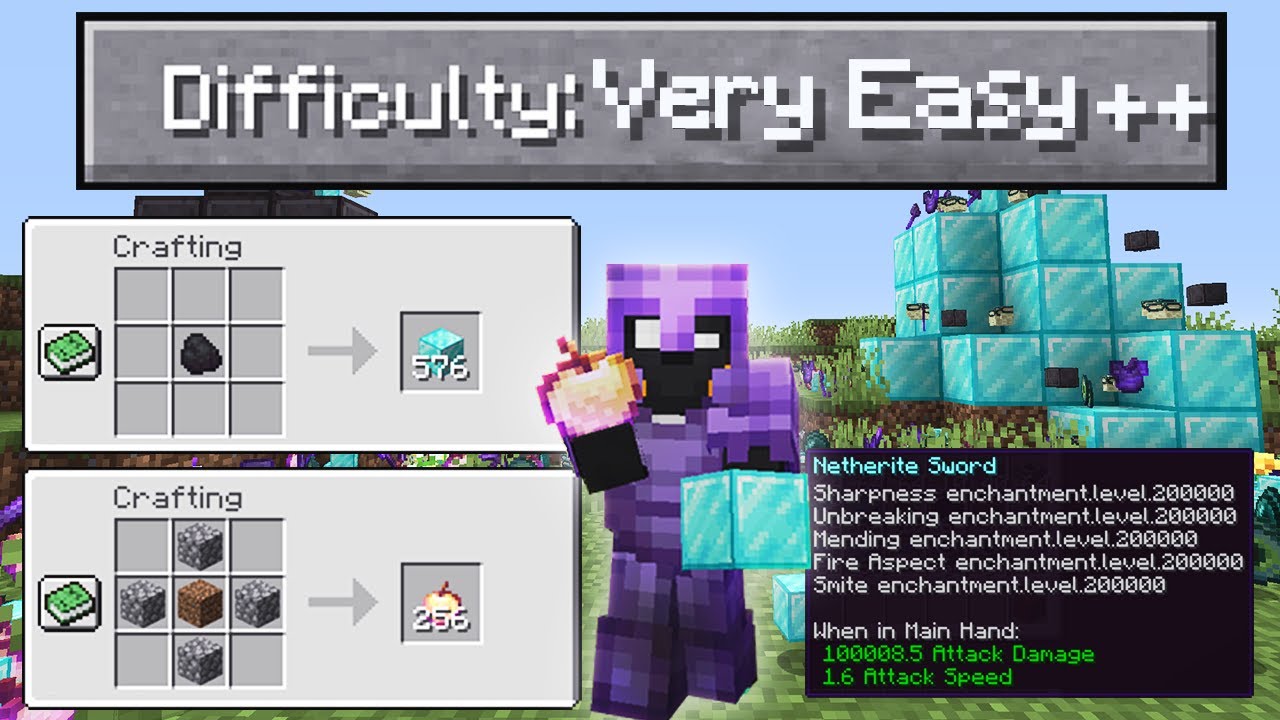Tamatin Minecraft Difficulty VERY EASY +++! (20000 level enchant)
