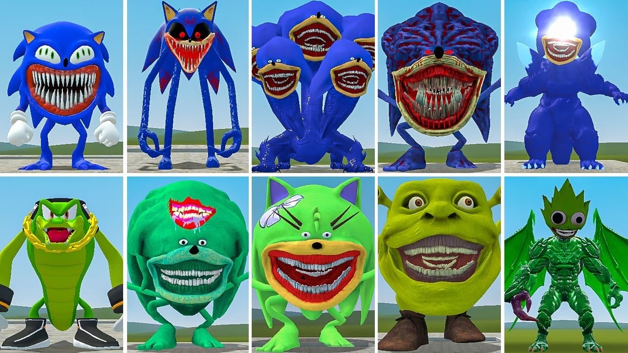 ALL NEW SONIC SHREK TAPES FAMILY VS ALL SONIC ZOOCHOSIS GODZILLA FAMILY ? in Garrysmod!
