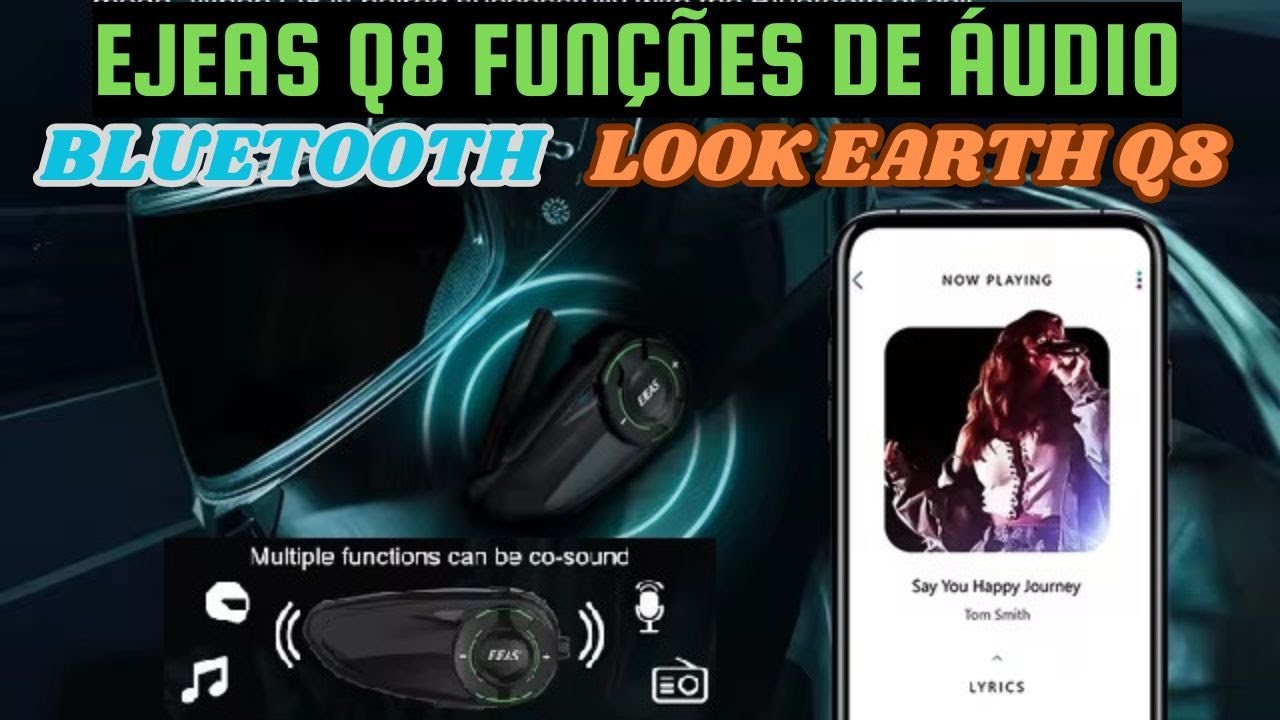 EJEAS Q8 Intercomunicador Look Earth Ouvir a Mesma Música em Ambos Funções de Áudio Rádio FM #EJEAS