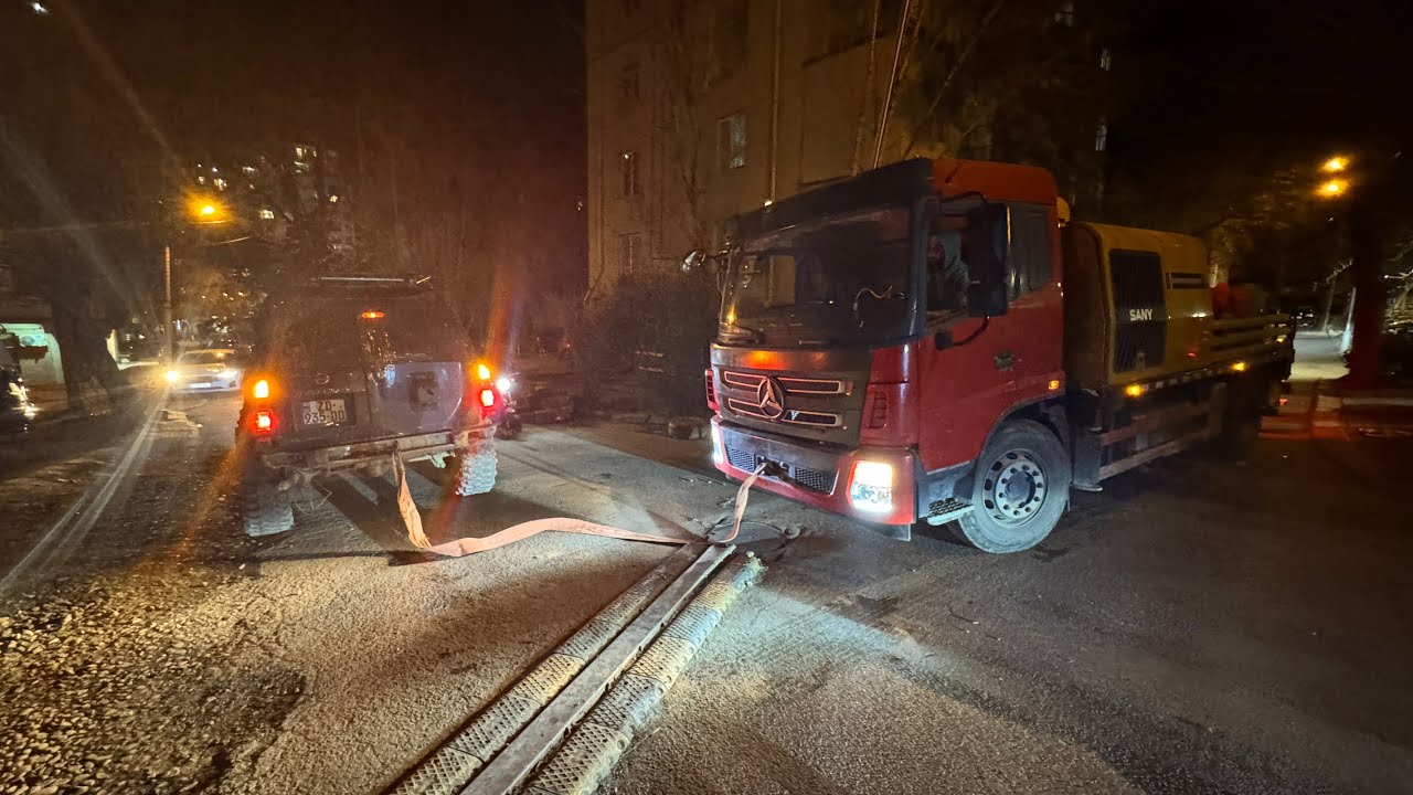 სატვირთო მანქანის სამაშველო შუაგულ ვაჟაზე..