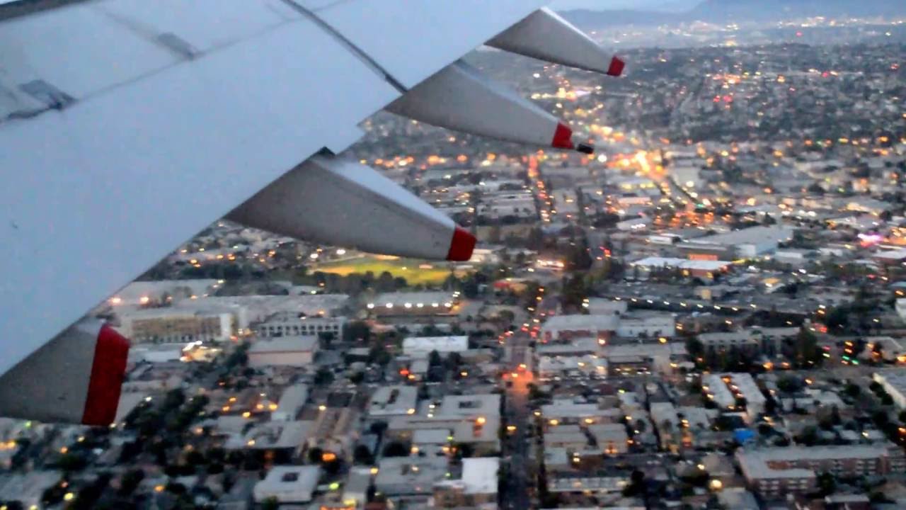 Spectacular landing to Runway 24R at LAX Los Angeles Airport British Airways Airbus A380