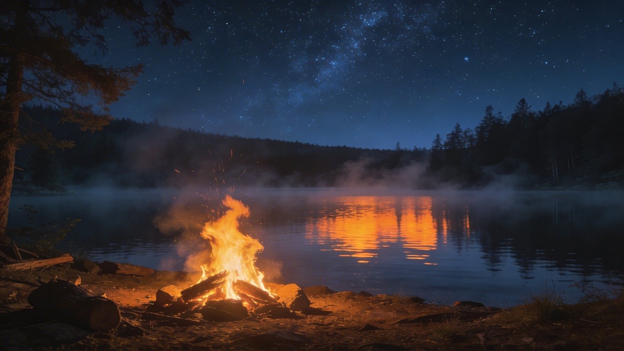 Relaxing Campfire Night Sounds for Sleep