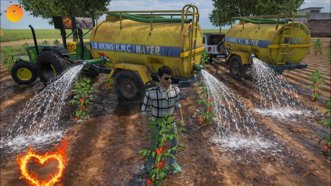 Indian vehicles simulator 3D game! आज टमाटर 🍅 के पौधों को पानी 💧 देना है ! #vairal #farminggame ⚡🍅