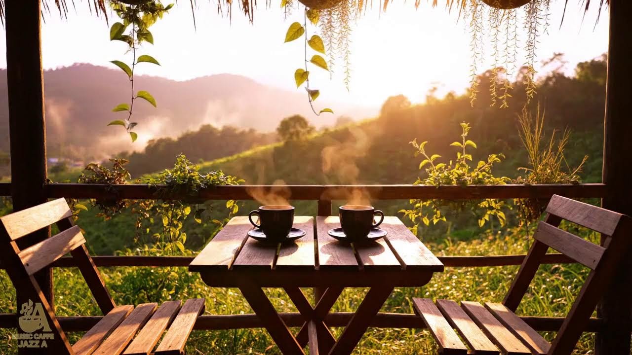 Relaxing Jazz Cafe Ambience for Stress Relief | Gentle Jazz Piano with Nature Sounds for Work ☕☕☕