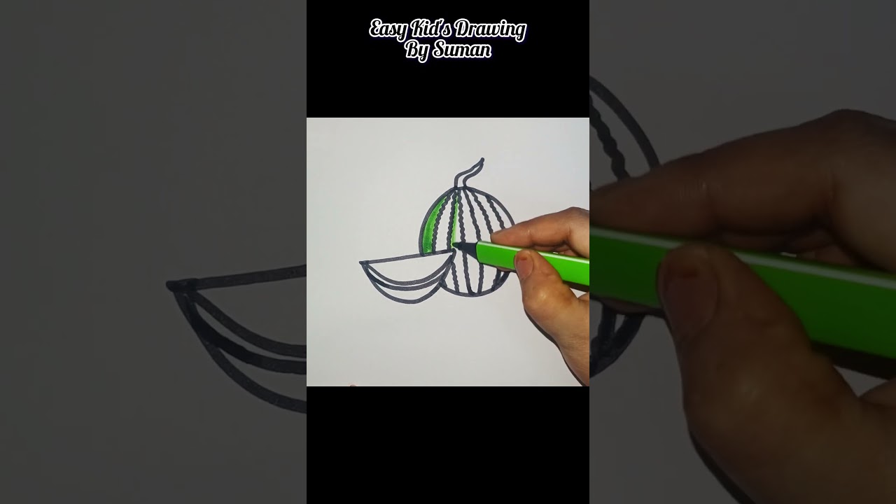 How to Draw a Watermelon 🍉. Watermelon easy drawing for kids step by step. #easydrawing