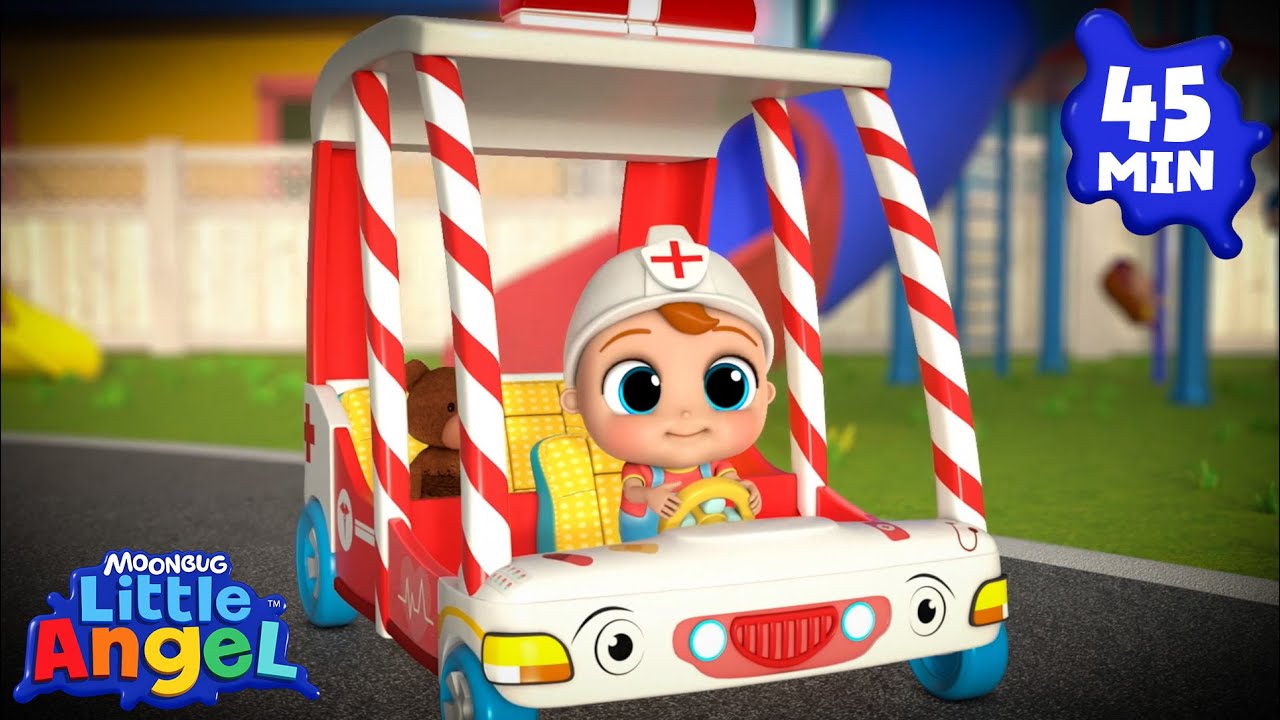 The Wheels On The Ambulance! | Little Angel | Songs and Cartoons | Best Videos for Babies