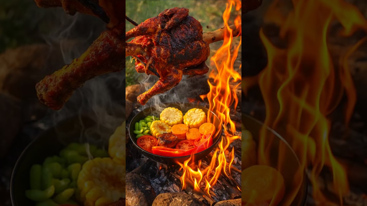This Chicken Met Fire&hellip; The Wild Got Delicious 🔥🐔#shorts #cooking #campfire #claycooker #food