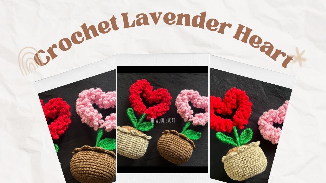 Tutorial on Crochet Lavender Heart Pot❤️ #crochet #tutorial #diy #crochetpattern 