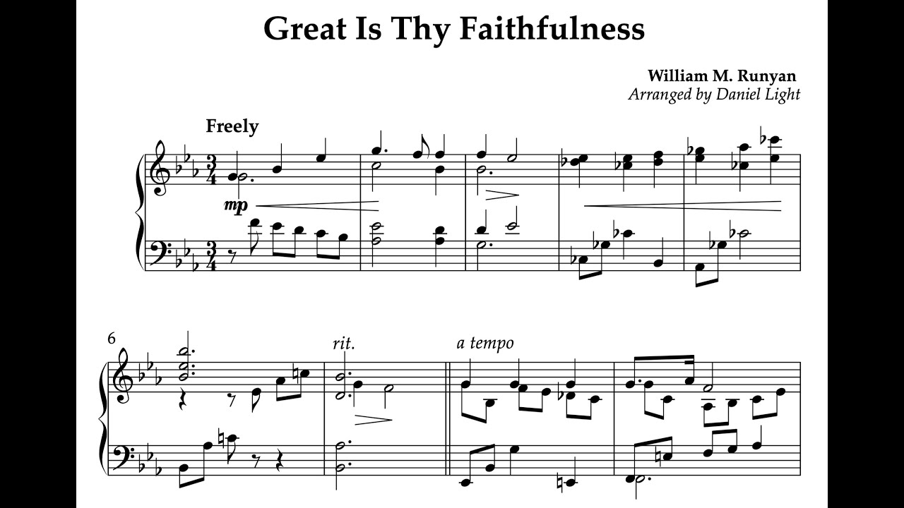 Great Is Thy Faithfulness - piano arrangement by Daniel Light
