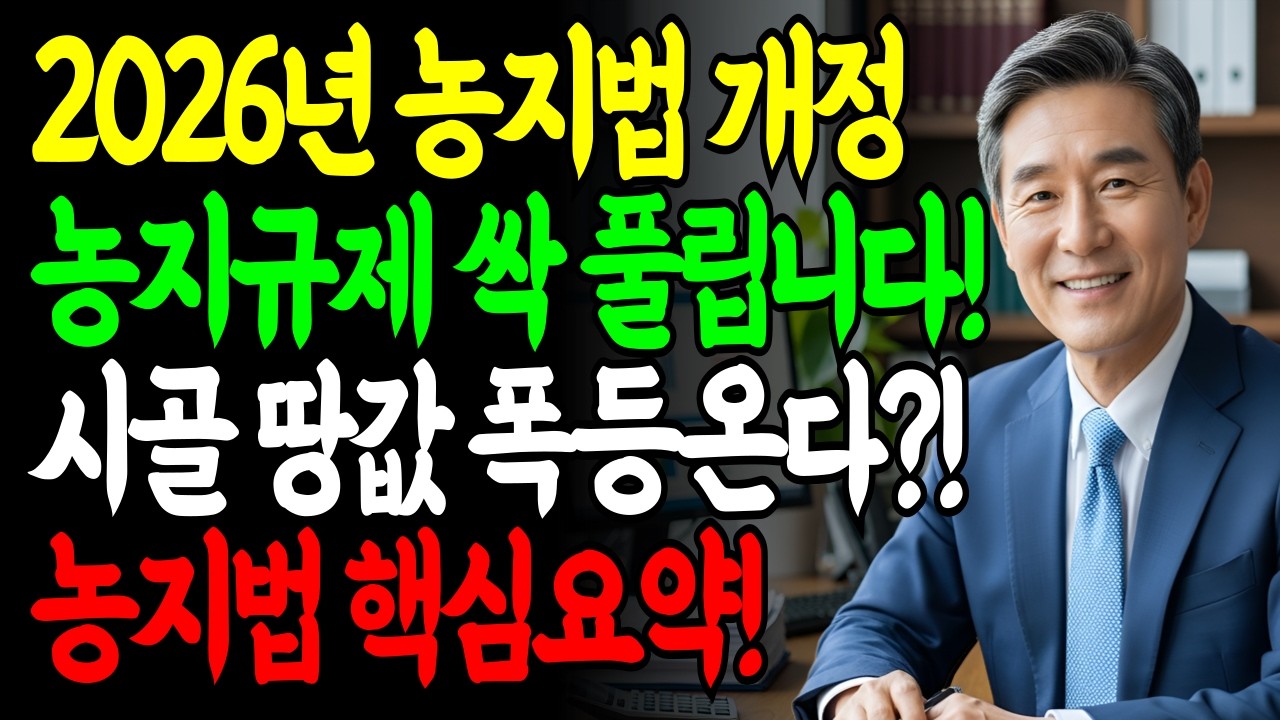 [속보] 2026 농지법 대개정! 절대농지가 황금땅 된다? 쉼터·수직농장 혜택 총정리!