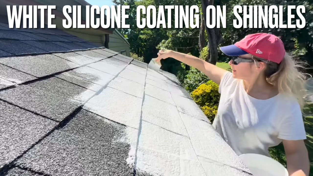 Силиконовое белое кровельное покрытие Henry на битумной черепице и спустя 1 год