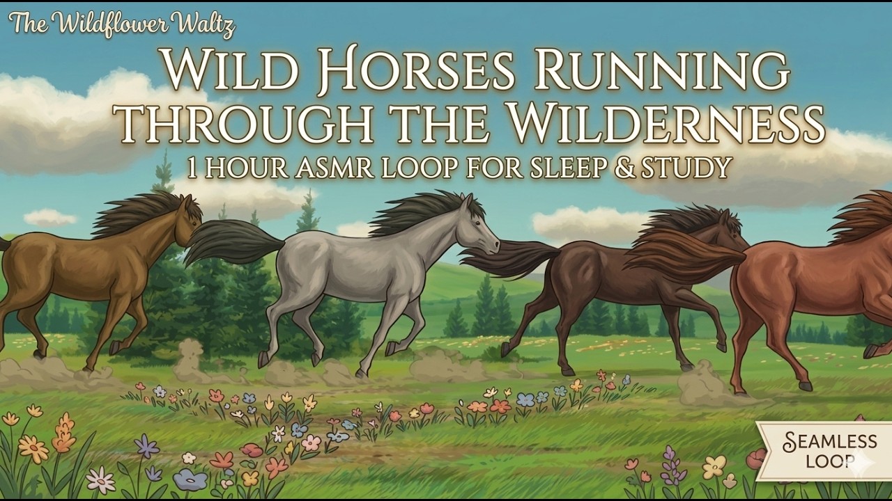 Wild Horses Running through the Wilderness 1 Hour ASMR Loop for Sleep & Study