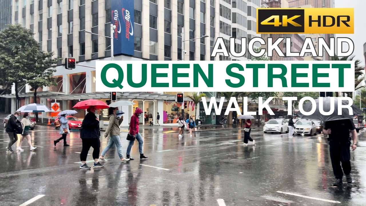 Rainy Queen Street Walking Tour - Auckland, New Zealand [4K HDR]