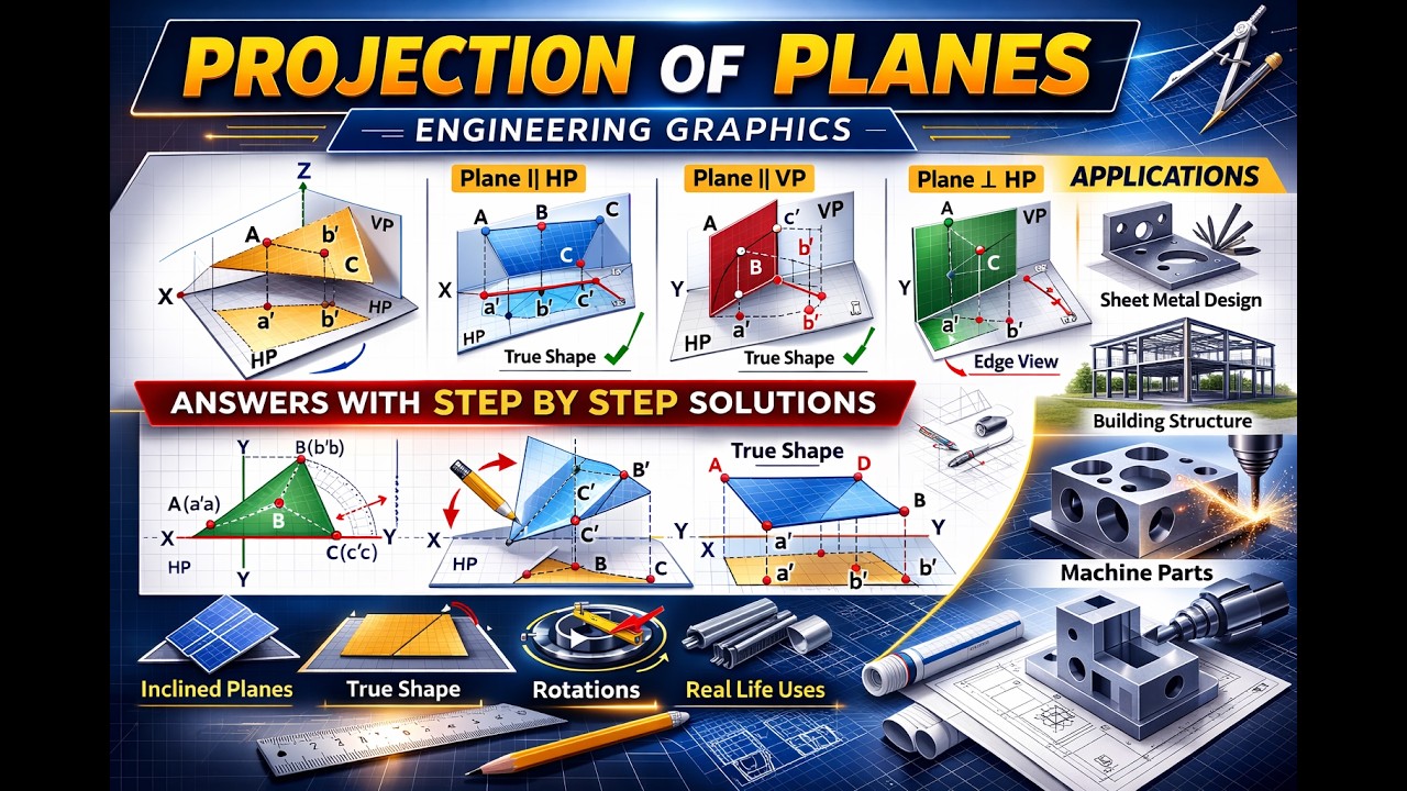 Projection of Planes – 19 | Engineering Graphics Made Easy (CAD Method)