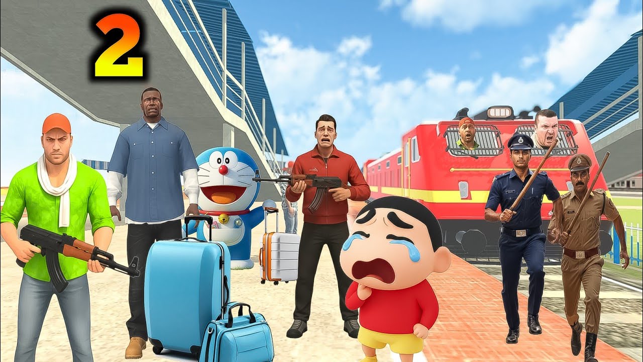 🎯😃 FRANKLIN AND SHINCHAN ARRIVED ON RAILWAY STATION 💥 | DEV GAMERZ 