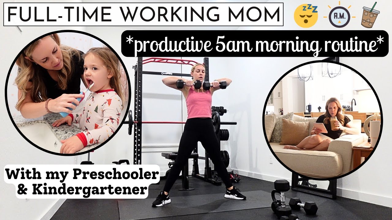 5AM Productive Working Mom Morning Routine w/a Preschooler & Kindergartener | Amanda Fadul