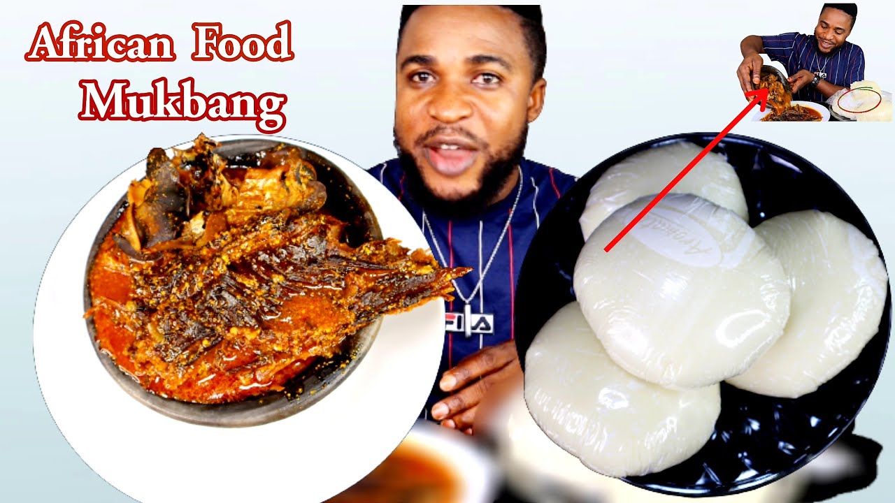 HILARIOUS MY HUSBAND TOO LIKE FOOD | YAM FUFU OGBONO SOUP BUSHMEAT AND ASSORTED MUKBANG