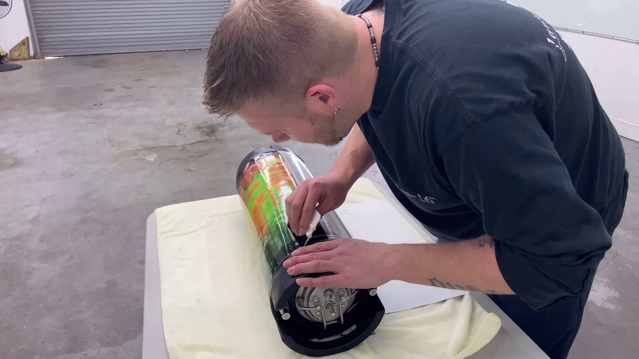 How to wrap a tint keg with printed vinyl