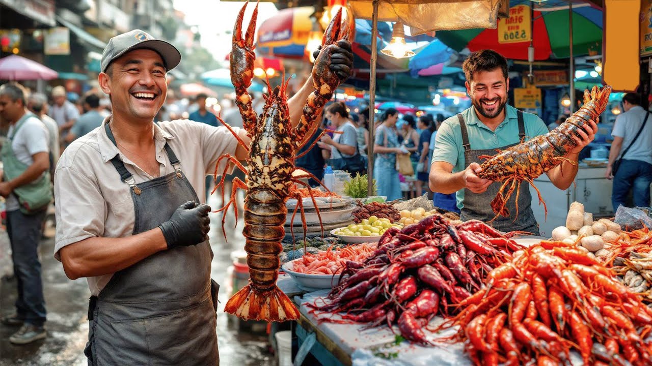 1 Foot Tiger Prawn in Thailand! Biggest Lobster & Seafood Market Bangkok |  Best Thai Street Food