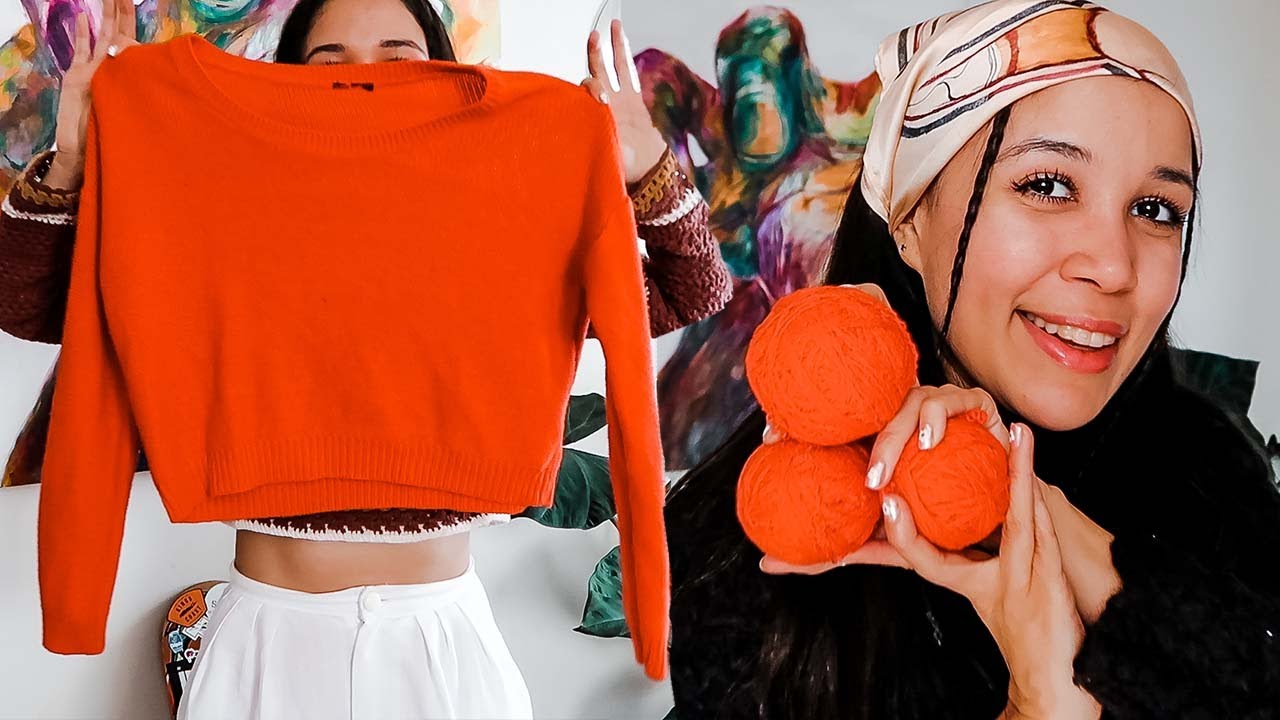 how to unravel a sweater | thrifted sweater to recycled yarn fashion tutorial easy & quick DIY